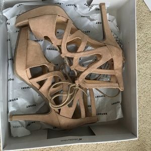 REPORT nude, lace up heels